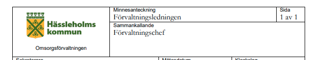 Bilden visar en del av minnesanteckningarna från ledningsgruppen.