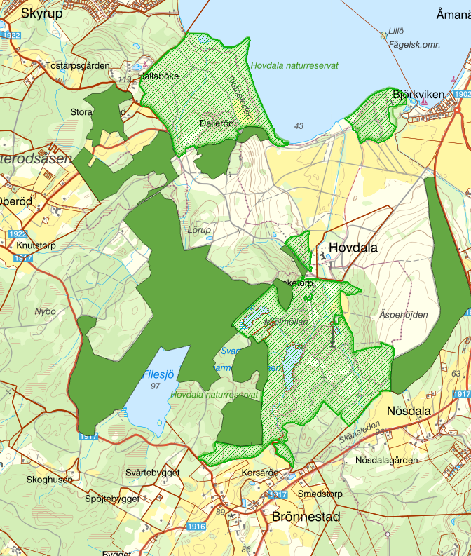 Bilden visar en karta över det nuvarande och det föreslagna naturreservatet.