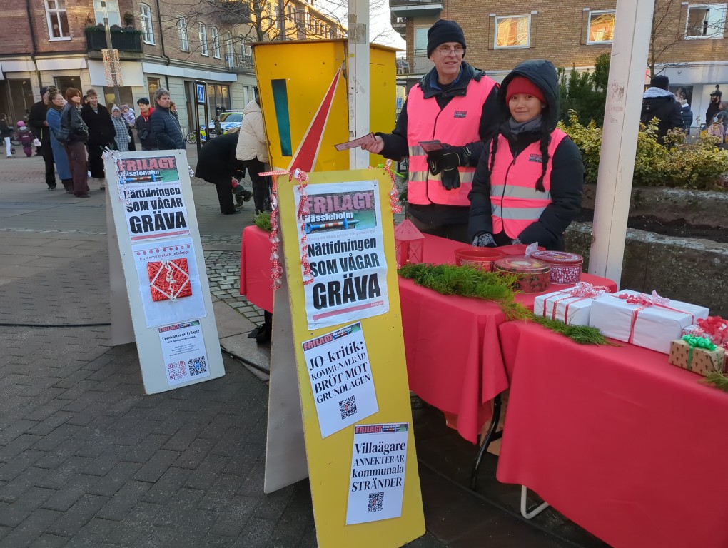 Bilden visar Frilagt på julskyltningen.