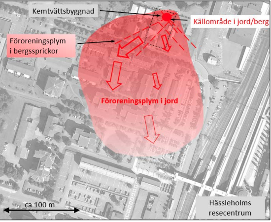 Bilden visar en karta över saneringsområdet.